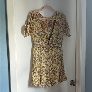 Free People Floral Mini Dress - Yellow and Blue